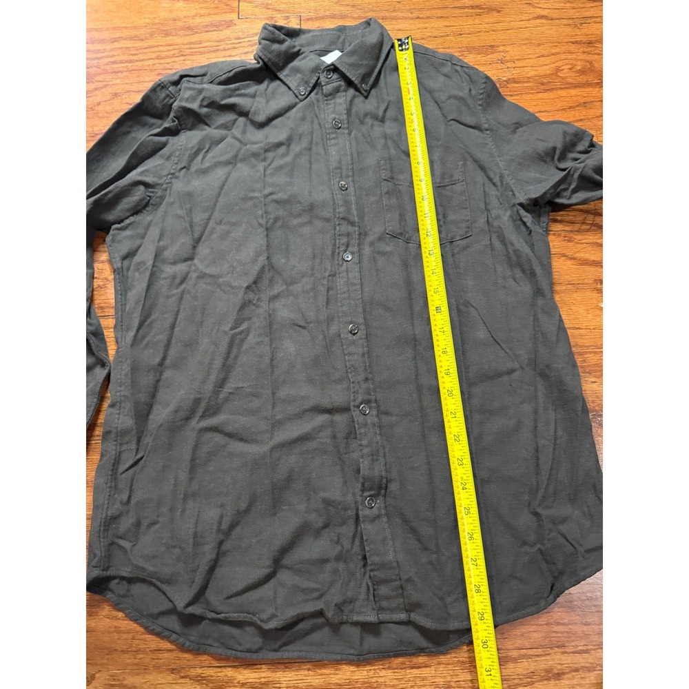 Gap Mens Standard Fit Herringbone Button Down Shirt Dark Grey Brown